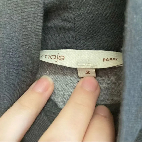 MAJE Robe Babylone Babylon Dress Viscose Wool Blend Size 2 Medium Gray Mini - Picture 4 of 5